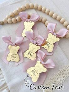 Personalized Baby Baptism Tags, Customized Bear Acrylic Mirror Tags, Baptism, Welcome Baby Party, Birthday, Wedding Favors, Name Tags, Gift Tags - Multicolor - View 2