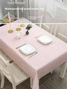 1 pieza Mantel a cuadros fresco impermeable, resistente a manchas, fácil de limpiar, a prueba de aceite, aislante térmico, mantel rectangular lavable a prueba de polvo para mesa de comedor del hogar y restaurante - Multicolor - Ver 11