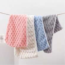 Microfiber Hair Drying Towel Cap With Square Print Design - Champagne - View 5