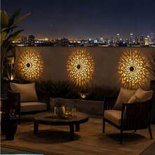 1/2/4pcs Solar Hollow Projection Light, LED Wall Lamp, Perfect For Decorating Garden, Lawn, Patio, Stairs And Birthday Party - Mandala Wall Lamp - View 4