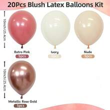60/40/20pcs Vintage Blush Pink Balloons, Dusty Pink Metallic Rose Gold Nude Ivory White Balloons, Suitable For Birthday Girl Bohemian Baby Shower Bridal Shower Wedding Theme Princess Party Baby Shower Decoration - Multicolor - View 4