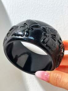 Vintage Black And White Embossed Rose Pearl Stackable Bracelet With Sequin Inlay, Retro Punk Style Wrist Accessory, Luxury Fashion Jewelry For Women, Suitable For Daily Wear And Parties - Multicolor a - View 16