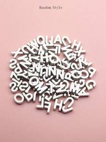 80pcs Stylish Simple Mixed Acrylic 26 English Letter Beads For Handmade Diy Jewelry Accessories - Silver - View 1
