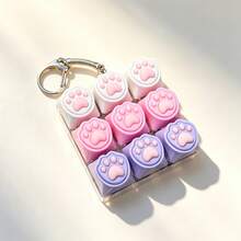 1 pieza Llavero de juguete con teclado de 9 teclas con forma de pata de gato, mini botón de tecla para alivio de presión, colgante para mochila, regalo sensorial para alivio de la ansiedad - Multicolor - Ver 27