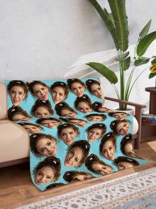 1pc Customized Face Pattern Blanket, Multi-Purpose Living Room Sofa Outdoor Beach Camping Pet Blanket, Personalized Home/Pet/Couple Bed Blanket, Personalized Christmas Gift, Birthday Gift, Gift For Friends/Son/Daughter - Multicolor - View 4
