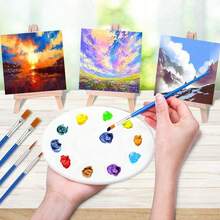 Mini Canvas Easel Set, For Painting Small Artworks, Blank Painting Board, Desktop Wooden Art Display Stand And Canvas Panel, Foldable Mini Triangular Easel, Suitable For Painting Party Crafts, Birthday Party, Back To School, Valentine's Day Gift - Multicolor - View 8