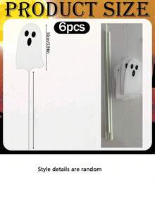 6pcs Halloween Ghost Garden Decor Stakes, Autumn Harvest Garden Signs, White Little Ghost Fall Yard Decor Stakes, Outdoor Decoration, Suitable For Halloween, Harvest Thanksgiving Home Lawn Porch Holiday Front & Backyard Decor, Garden Decor Stakes, Halloween Table Centerpiece Bouquet Decor, Flower Pot Decor, Halloween Decoration - White - View 3