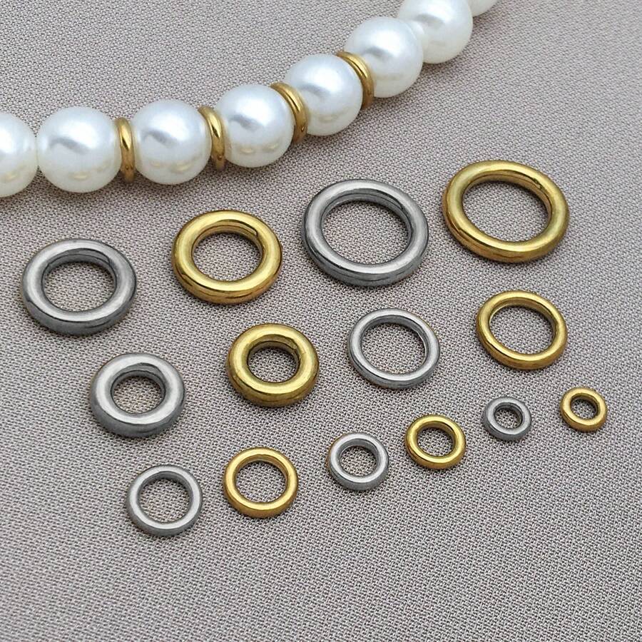 2Pcs 4/5/6/8/10/12mm Stainless Steel Gold Closed Soldered Round Jump Rings Circle Ring DIY Necklace Earrings Jewelry Making Supplies Accessories