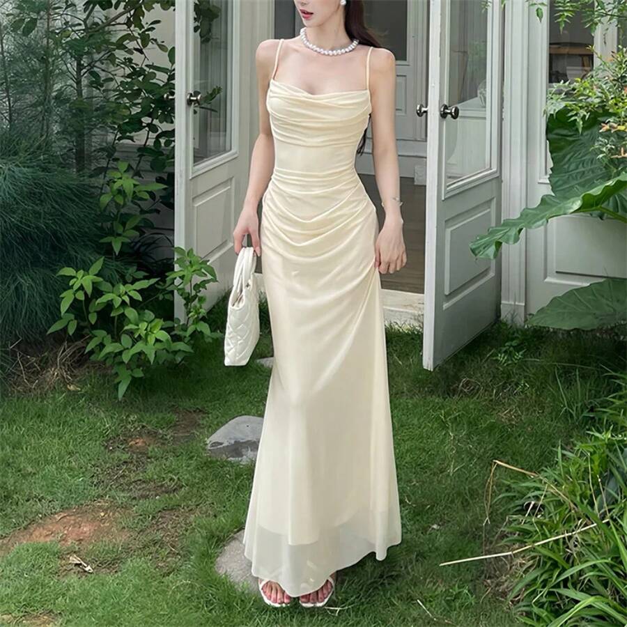 Women Short Dresses - Apricot - View 1