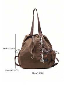 Solid Color Minimalist Large Capacity Portable Women's Bag, Versatile Style Suitable For Daily Commute, Travel, Shopping - Coffee Brown - View 6