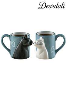 DearDali 1PC 350ML 3D Embossed Cat Ceramic Coffee Mug, Couple Pair Cup, Creative Animal Mug Design, Heat Resistant, Microwave , INS Style Desktop Decor, Valentine's Day Gift, Daily Home Office Afternoon Tea, Suitable For Gifts, Fun Cup For Others - Multicolor - View 11