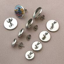 5pcs/Lot 8/10/12/14mm Stainless Steel Earring Studs Blank Post Base Pins With Earring Plug Findings Ear Back For Jewelry Making Supplies Accessories - Steel Color - View 8