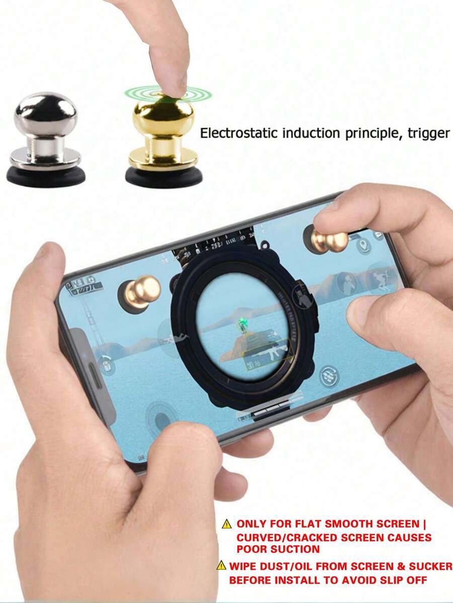 2PCS /BGMI Mobile Game Controller Trigger & Joystick Kit - High Sensitive Touch Screen Shooting Buttons Compatible With Iphone Android Phone, Easy-Install Suction Cup Ergonomic Gaming Accessories For Games