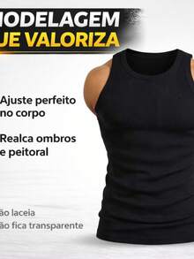 Men's Ribbed Slim Fit Tank Top, American Style, Gym/Fitness - Black - View 4