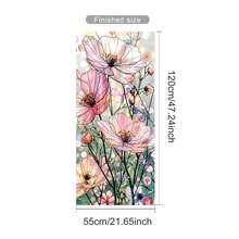 1pc Pink Cosmos Flower Stained Glass Window Privacy Film Static Cling Non Adhesive Removable Window Sticker Anti UV Light Blocking Decorative Glass Cover For Bathroom Bedroom Living Room Home Decor - Multicolor - View 8