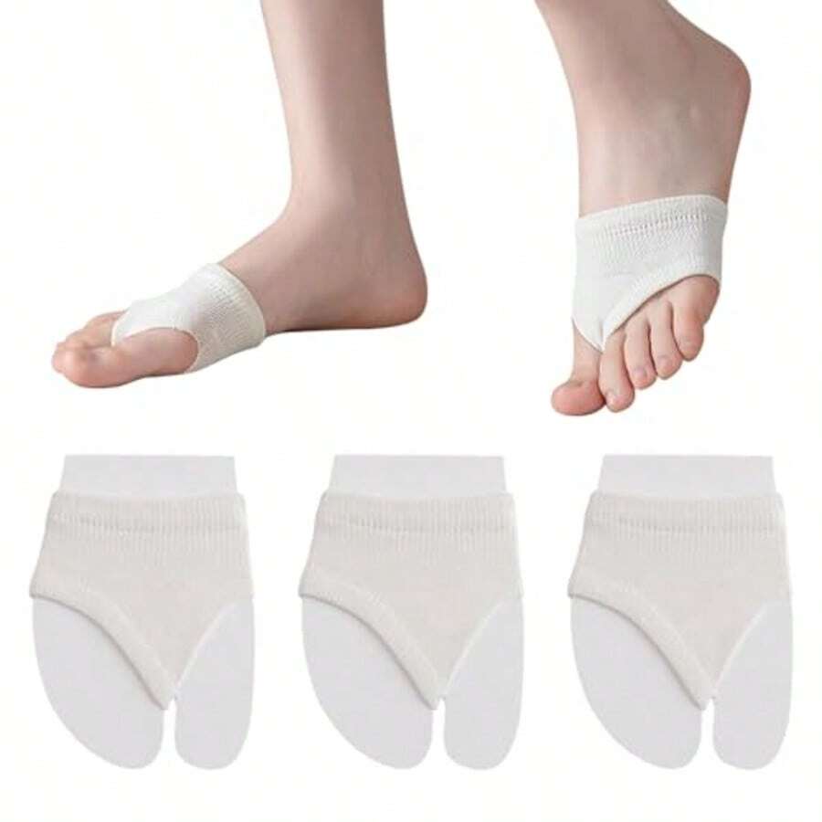 1 Pasang Kaos Kaki Polos dengan Ujung Terbuka dan Terpisah, Kaos Kaki Wanita Anti Selip dan Menyerap Keringat untuk Sandal Jepit, Melindungi dari Gesekan Tumit Tinggi, Bantalan Kaki Depan yang Bernapas - MultiWarna - View 1