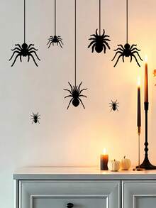 3 Styles Halloween Wall Decals Hanging Skeleton Spider / Multi-Size Hanging Spider / Dark Withered Tree Silhouette Optional PVC Removable Self-Adhesive Suitable For Ceiling Door Frame Wall Corner Glass Escape Room Window Party Atmosphere Holiday Decoration Stickers - Wall Stickers - View 6