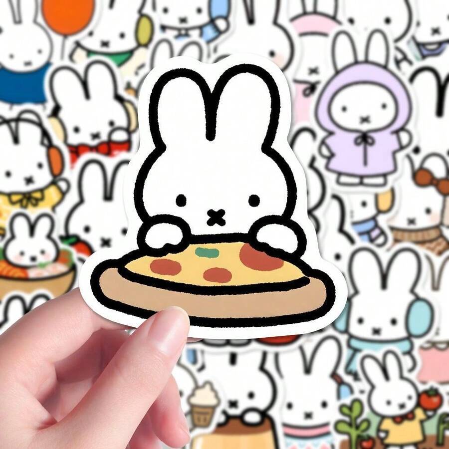 1 Set/80 Pcs Miffy Rabbit Stickers, Cute Decorative Creative Cartoon DIY Planner Phone Waterproof High-Definition Stickers, Suitable As Small Gifts For Fans, Family And Friends - Multicolor - View 1