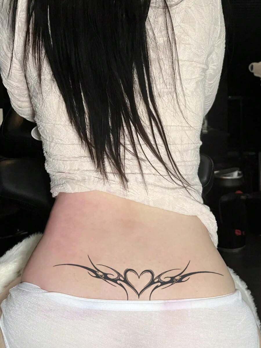 1Pc Tattoo Fake Temporary Tattoos Married Couple Tools Sexy Semi Permanent Waterproof Sweatproof Last For 1-2 Weeks Realistic Herbal Juice Anti-Friction Non-Reflective Black For Woman And Men Tattoo Stickers - Black - View 1