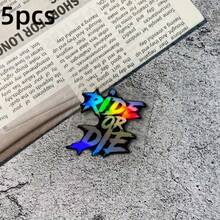 5pcs "RIDE OR DIE" Bicycle Stickers, Waterproof PET Material, Scratch-Resistant, Vibrant Colors, Can Decorate Bicycle Frame, Suitable For Road Bikes, Bicycles, Mountain Bikes, Cycling Decoration Accessories, Ideal Choice For DIY Enthusiasts And Cycling Lovers. - Multicolor - View 10