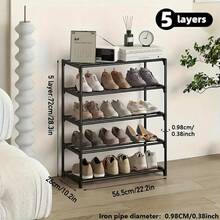 Estantería para zapatos de 3 niveles que ahorra espacio - Fácil de montar, estantería de almacenamiento multifuncional adecuada para pasillo, armario y garaje, construcción duradera de plástico/metal, se adapta a varios tamaños de habitación - Multicolor - Ver 13