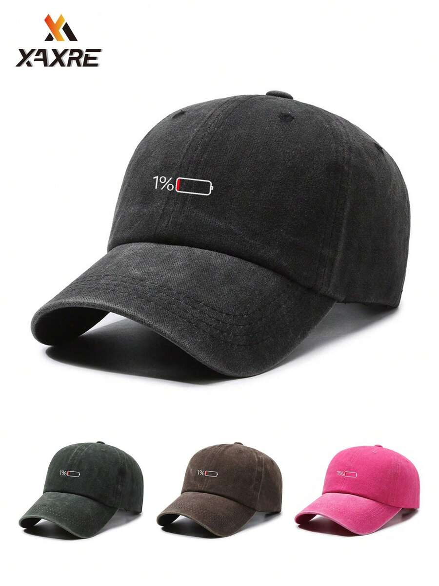 XAXRE Unisex 1% Battery Embroidered Washed Cotton Baseball Dad Hat - 1% Battery - Low Battery - View 1