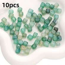 10顆 8x8mm 天然石水晶 磷灰石 碧璽 海藍寶石 摩根石 珠子，適用於珠寶製作 DIY 手鍊項鍊配件 - 彩色 - 查看 14