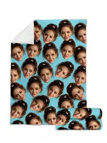 1pc Customized Face Pattern Blanket, Multi-Purpose Living Room Sofa Outdoor Beach Camping Pet Blanket, Personalized Home/Pet/Couple Bed Blanket, Personalized Christmas Gift, Birthday Gift, Gift For Friends/Son/Daughter - Multicolor - View 7