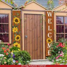 2D Flat, 1pc, Welcome To Connect, Polyester Material. Sunflower Theme - Multicolor - View 2