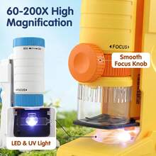 3-In-1 Handheld Portable Microscope Specially Designed For Kids, 60-120X Zoom STEM Educational Toy With Desktop Base & Phone Clip, Explore Micro World Of Outdoor Plants And Insects, Perfect Birthday & Christmas Gift For Boys Girls - Multicolor - View 12