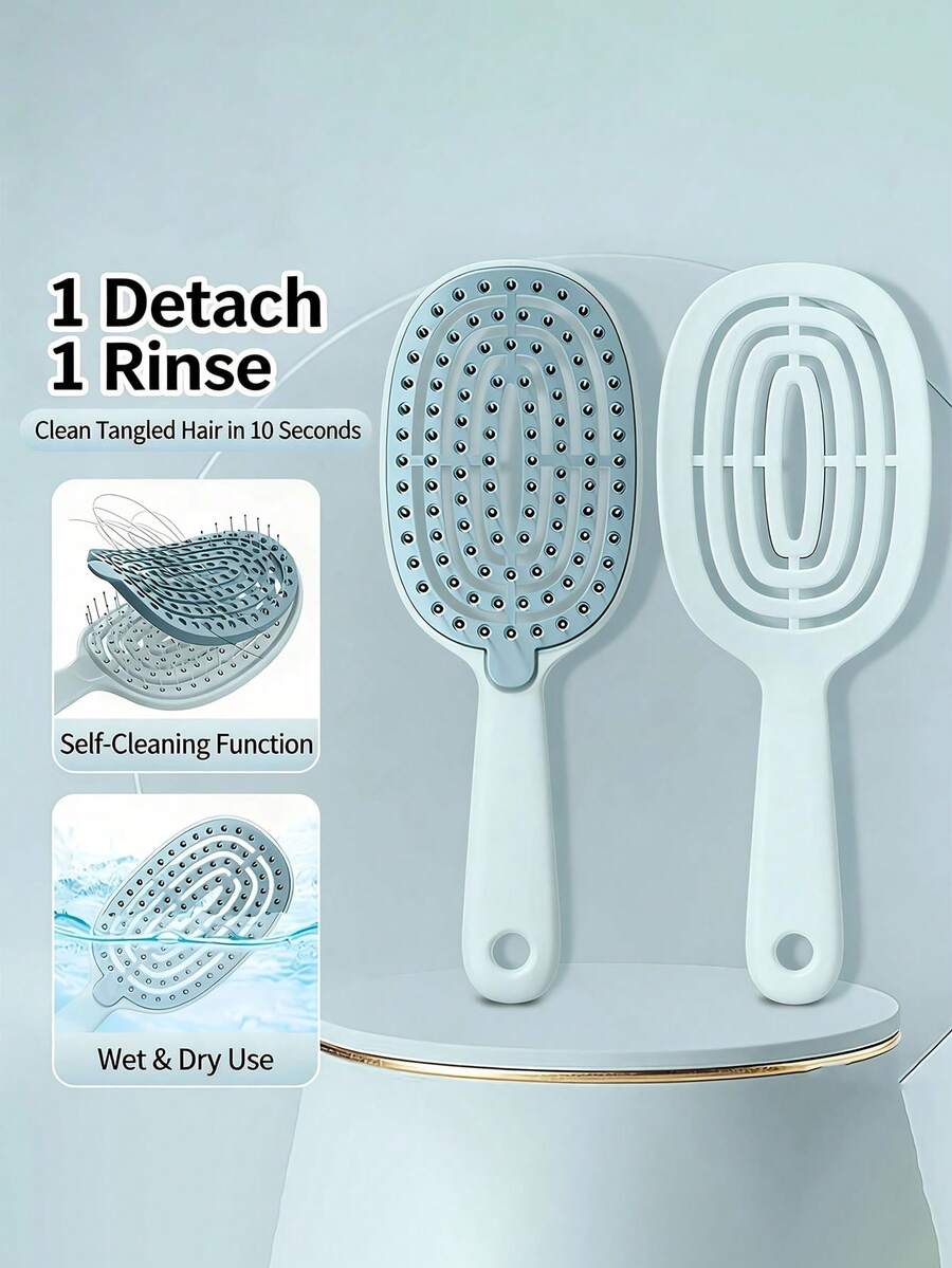 1. PC Quick And Easy-To-Clean Hair Unknot Comb. Detachable Ribbed Air Cushion Comb. Easily Remove Knotted Hair Strands. Suitable For Both Dry And Wet Use. Portable Massage Comb. Self-Cleaning Hair Brush. Ideal For Women's Daily Styling And Hair Care. - Multicolor - View 1