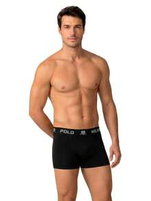 Kit 3 Cueca Boxer Masculino Polo Wear Original Adulto Masculina Premium - 2 Preto/ 1 Cinza - Visão 3