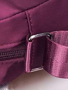 Diamond Stitched Nyloncrossbody Bag With Metal Letter Logo, Multiple Zippers, Adjustable Broadband, Waterproof Small Shoulder Bag, Suitable For Women - Multicolor - View 4