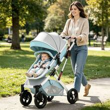 Baby Stroller With Baby Carrier, Baby Stroller With Handle - Mint Green - View 8