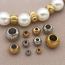 5pcs 3 4 5 6 8mmRound Spacer Beads Stainless Steel Metal Beads Cut Pattern Separators Beads For DIY Handmade Jewelry Accessories - Multicolor - View 7