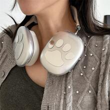 1對耳機保護殼，可愛電鍍蝴蝶與貓爪設計，相容 Apple 無線耳機 Max，耳罩式耳機保護殼，送給朋友的禮物 - 銀貓爪 - 查看 3