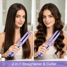 Alat Penata Rambut Profesional ANGENIL - Pelurus & Pengeriting 2-in-1. Plat Keramik Menciptakan Tekstur Rambut Halus dan Lembut. Fitur Tegangan Ganda, Pemanasan Cepat dan 8 Pengaturan Suhu yang Dapat Disesuaikan, Cocok untuk Semua Jenis Rambut. - Biru - View 5