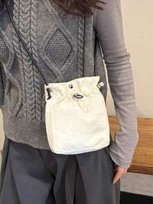 Unisex Crossbody Bag, Fashionable Minimalist Phone Bag, Drawstring Closure Design, Adjustable Shoulder Strap, Suitable For Daily And Outdoor Use - Multicolor - View 3