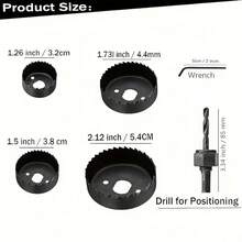 6 Pcs/Set Steel Round Shank 6pcs/Set Hole Saw Set With Mandrel - Mixed Item Set For Wood, Plastic, PVC, Drywall - 6pcs - View 3