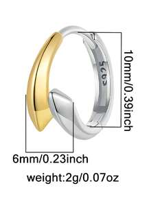 1 pieza Pendientes de aro asimétricos elegantes de plata de ley 925, de moda para uso diario, fiestas, viajes, regalo para mujeres - Plateado - Ver 5