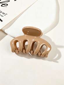 4pcs/1pc Women's 6cm/2.36in Glossy Black/White/Khaki/Brown Bone-Shaped Medium Lightweight Plastic Hair Claw Clips, Fashion Versatile Premium Elegant Minimalist Solid/Gradient Color Hair Accessories For Daily Wear, Casual, Party, Commute, Vacation, Ponytail, Updo, Face Washing, Shower, Makeup, Outfit Matching, Hair Clips - Multicolor - View 4