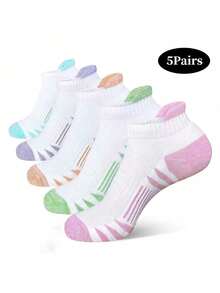 5/10 Pairs Women's Sports Ankle Socks, Compression Running Socks, Comfortable And Soft - Multicolor - View 2