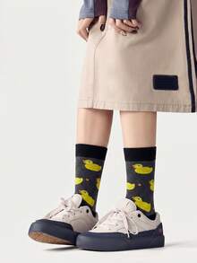 1/5/10 Pairs Women's Mid-Calf Socks, Funny Banana Cartoon Unisex Sports Style Long Socks, Crazy Happy Socks - Multicolor - View 3