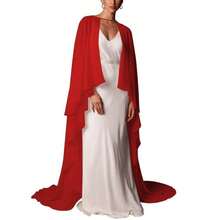 New Solid Color Chiffon Flowy Long Cape Shawl For Bride Bridesmaid Dress Cover Up - Beige - View 6
