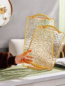 Elegant Plastic Tray Set: Rectangular Tea Tray, Home Use, Fruit Bowl, 2 Sizes Available - Medium And Large - Multicolor - View 3