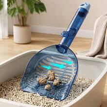 1pc Royal Blue Transparent White Integrated Cat Litter Scoop With Built-In Cleaning Brush, High Transparency Thickened Large Hole Cat Poop Scoop, Universal For Tofu Litter, Bentonite And Mineral Litter, Household Cat Litter Box No Dead Angle Cleaning Pet Supplies, Convenient Storage Cat Poop Cleaning Tool For Slouchy Cat Owners, Durable Transparent Long Handle Anti-Slip Pet Cleaning Scoop - Multicolor - View 8