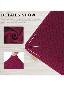 Jacquard Chair Cover, Dining Chair Cover, Burgundy, 1pc - Burgundy - View 5