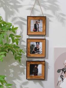 Rustic Hanging Photo Frame Set, 3-Piece Connected Collage Frame With Jute Rope, Wall-Mounted Multi-Photo Display Frame, Vintage Home Photo Rack, Suitable For Living Room, Bedroom, Apartment, Dorm, Entryway, Farmhouse Wall Decor, Unique Home Decoration Gift, Perfect For Friends, Family, Housewarming - Standard 4-inch - View 10
