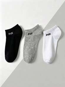5/10/15 Paar Schulanfang einfarbige Sport-Socken mit Logo-Muster, Sommer, hohe Dichte, feuchtigkeitsableitend, bequem, vielseitig, niedrig geschnitten, kurze Socken für Schüler - Verschiedenfarbig - Übersicht 5