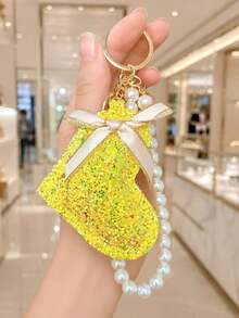 1pc Sequin Heart Faux Pearl Keychain Pendant, Key Chain Decorative Accessory, Bag Charm, Suitable For Friends, Family, Valentine's Day Gift, Birthday Gift, Holiday Gift, Party Favor - Multicolor - View 7